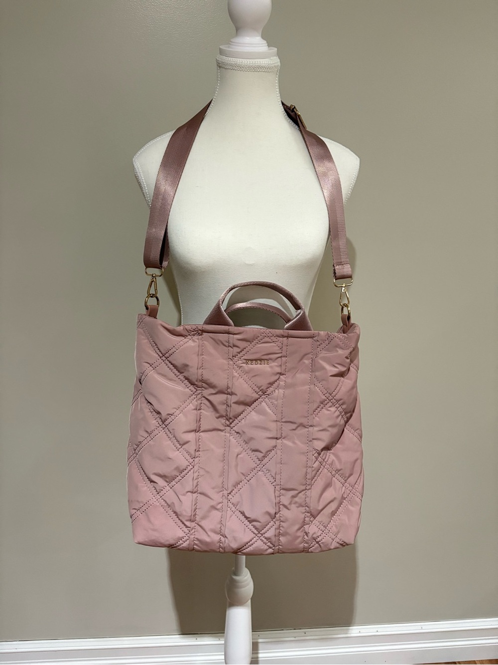 Kedzie Quilted Pink Tote Bag with Removable Shoulder Strap